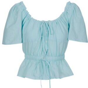 7 For All Mankind Peasant Top Tie Scoop Neck Peplum‎ Blouse / XS